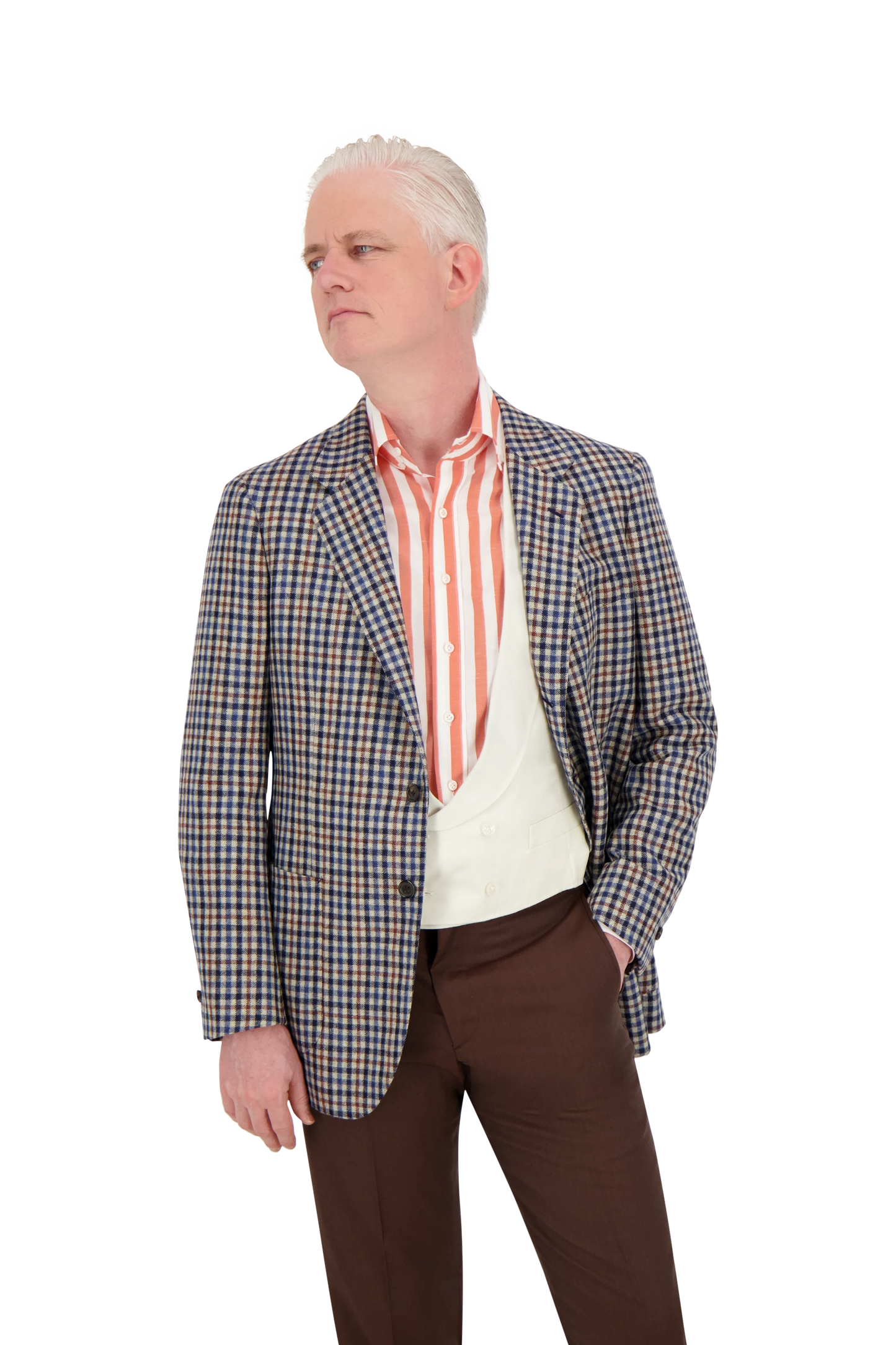 Jacket San Jose blue and brown Cashmere, Mohair and Silk gun club