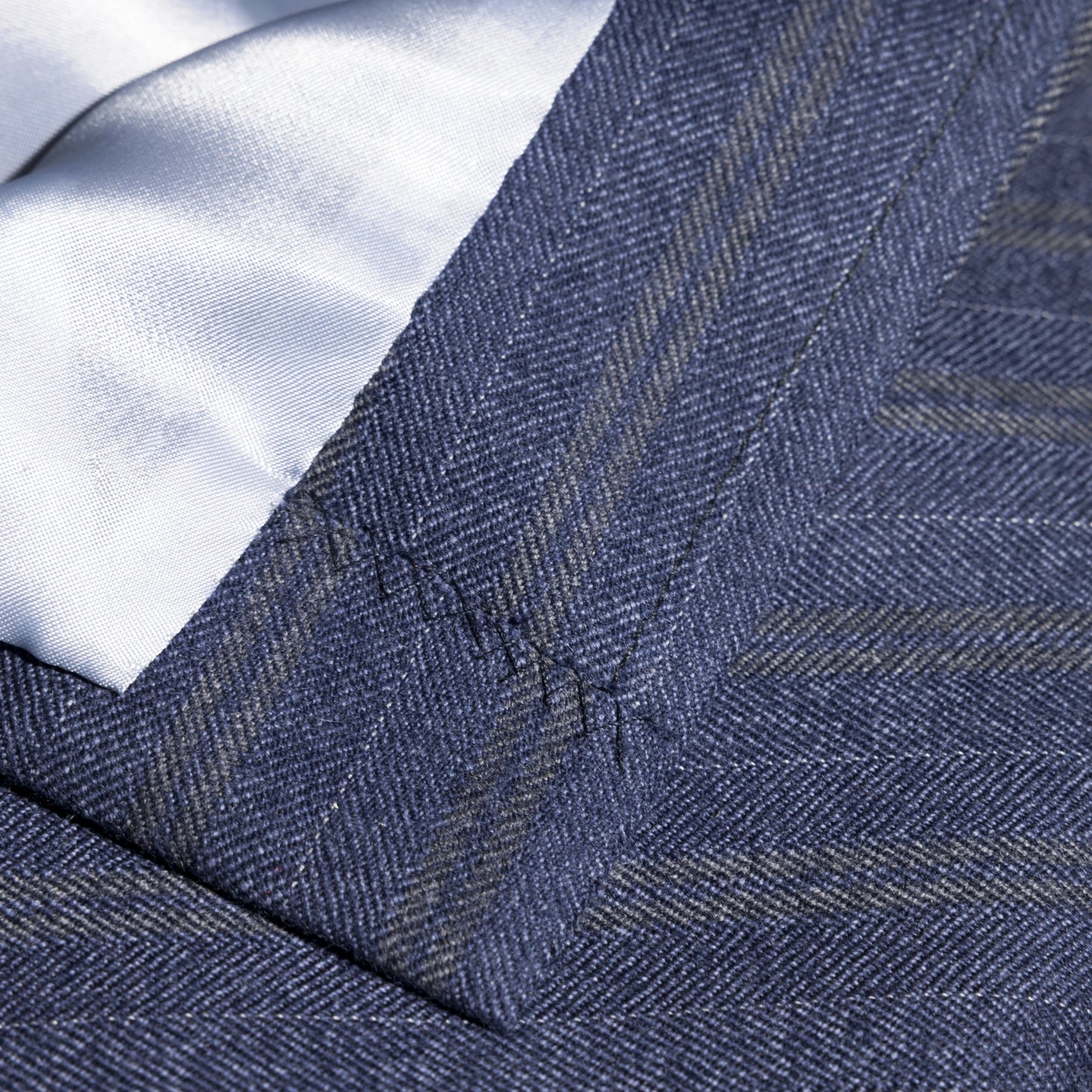 Jacket Foshan blue Merino Wool with yellow stripe
