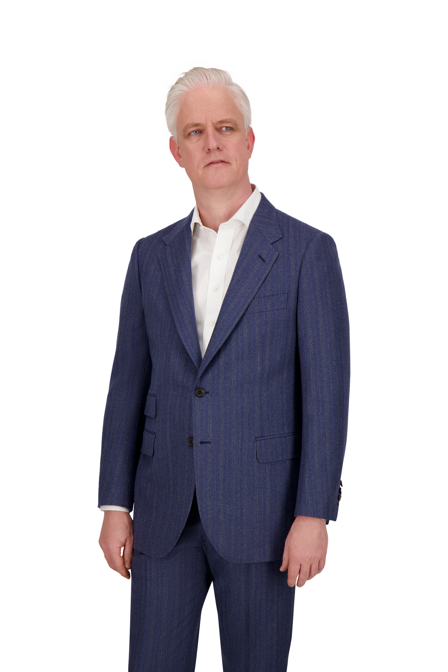 Jacket Foshan blue Merino Wool with yellow stripe