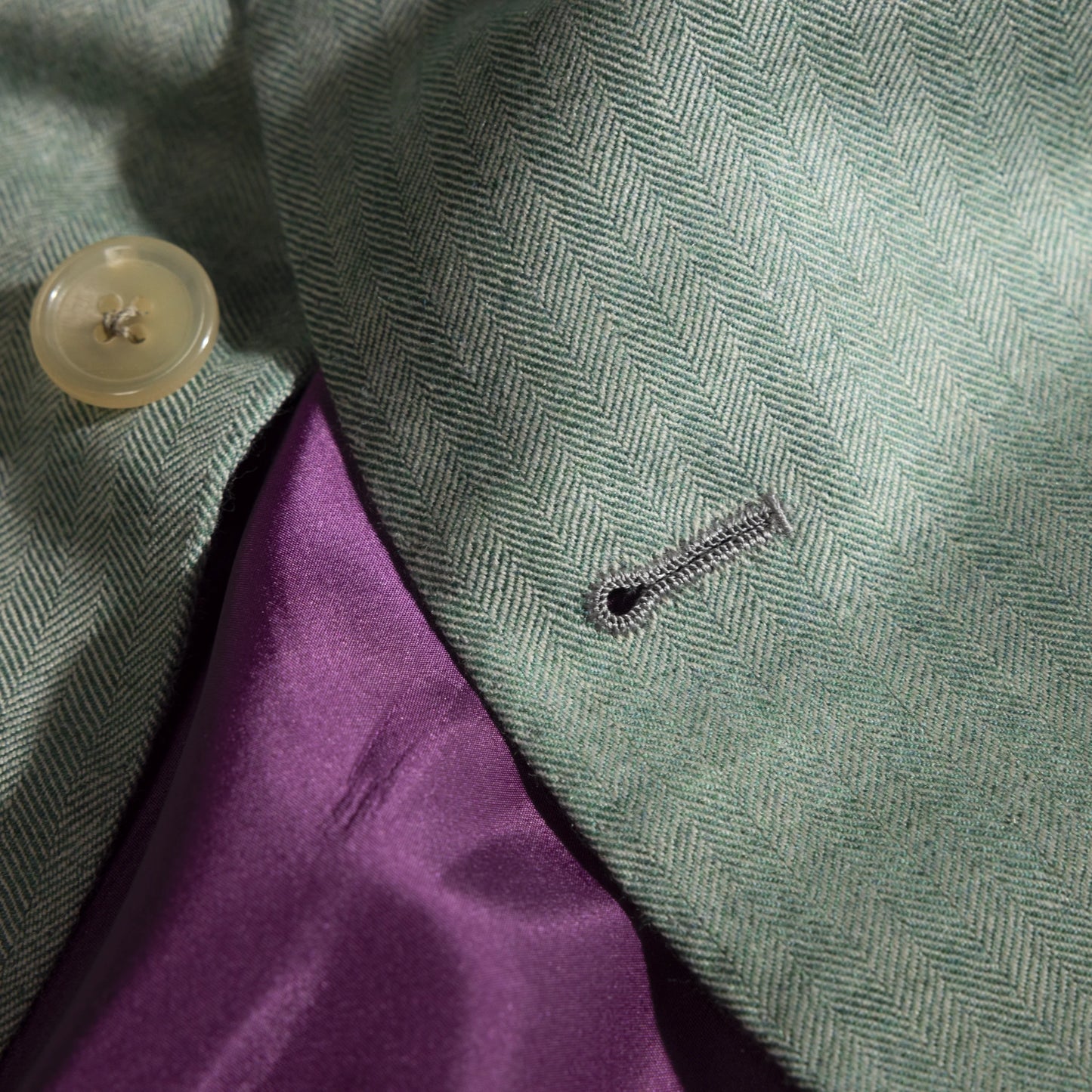 Jacket Marseille green Cashmere, Silk and Vicuna herringbone