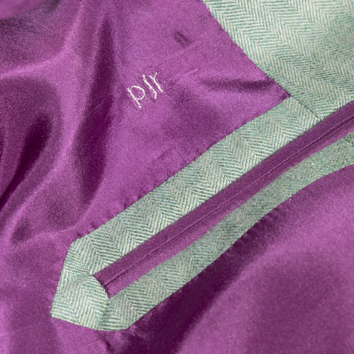 Jacket Marseille green Cashmere, Silk and Vicuna herringbone
