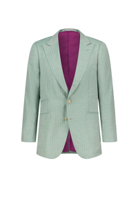 Jacket Marseille green Cashmere, Silk and Vicuna herringbone