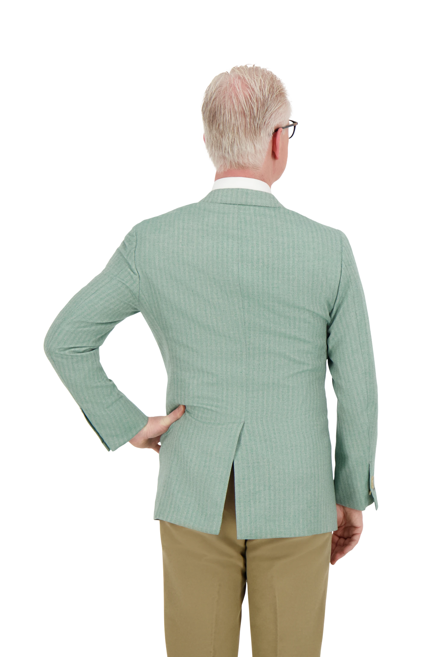 Jacket Marseille green Cashmere, Silk and Vicuna herringbone