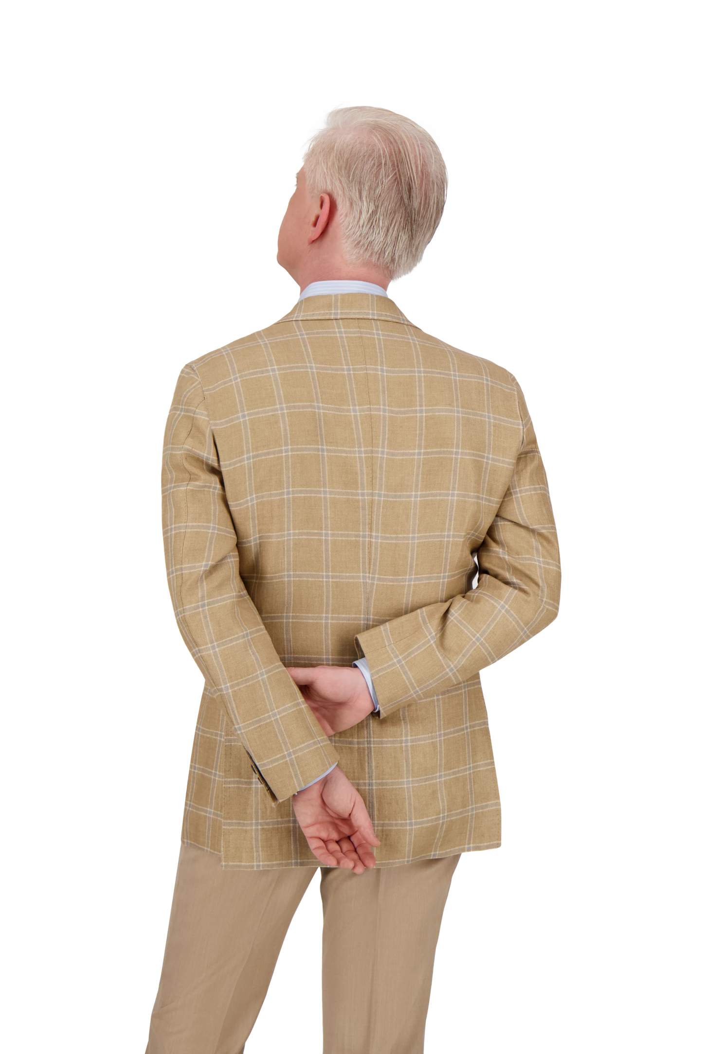 Jacket Le Havre beige and ice blue French linen check