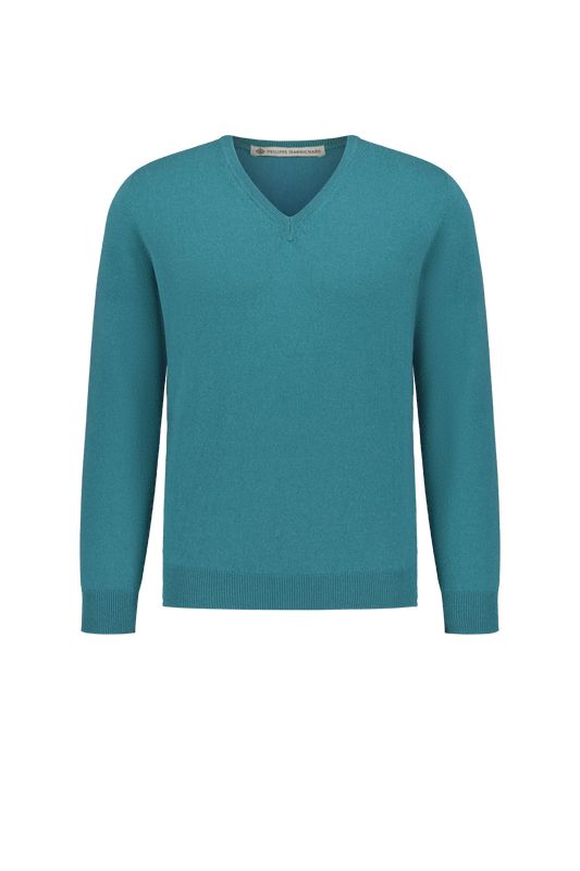 Knitwear Gladstone teal V-Neck Cashmere