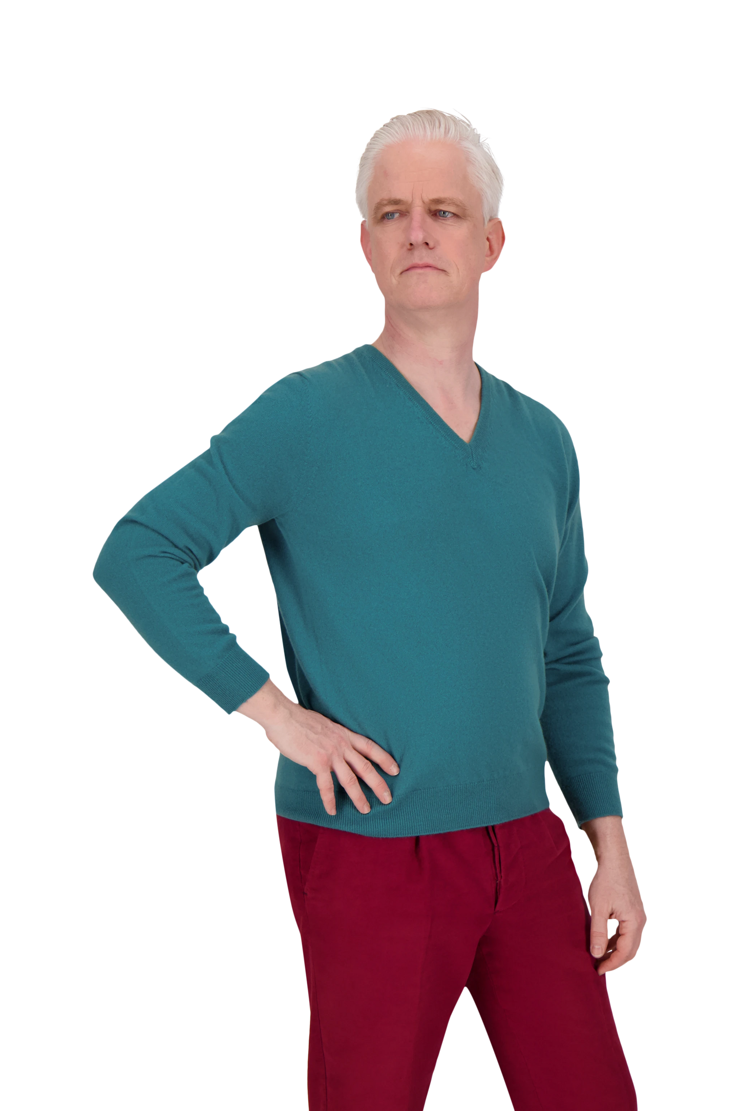 Knitwear Gladstone teal V-Neck Cashmere