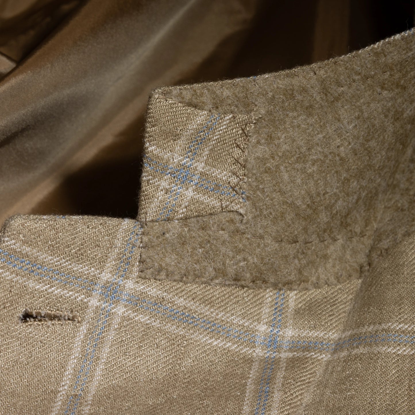 Jacket Le Havre beige and ice blue French linen check