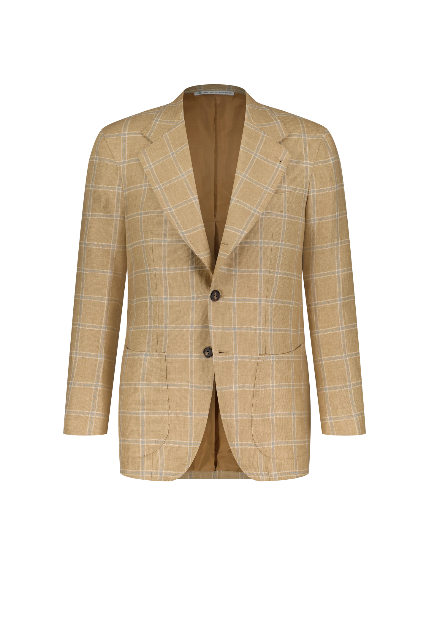 Jacket Le Havre beige and ice blue French linen check