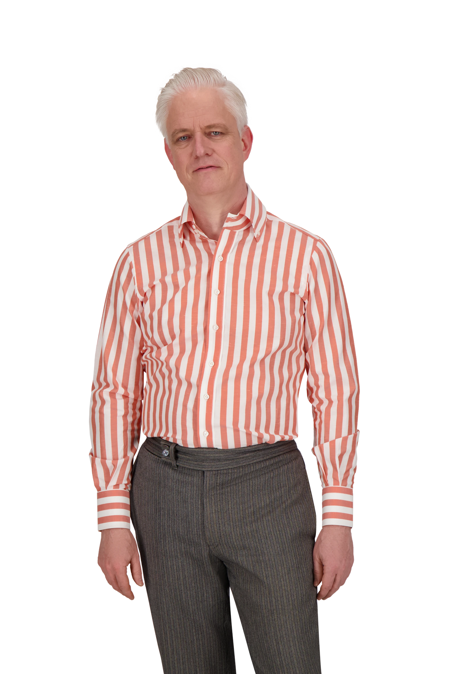 Shirt Tianjin red Swiss Cotton and Linen stripe