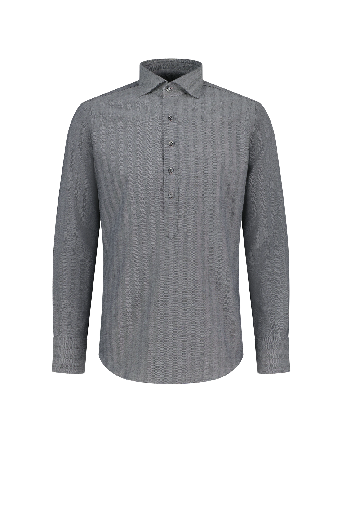 Shirt Dubai grey Swiss Cotton and Cashmere herringbone