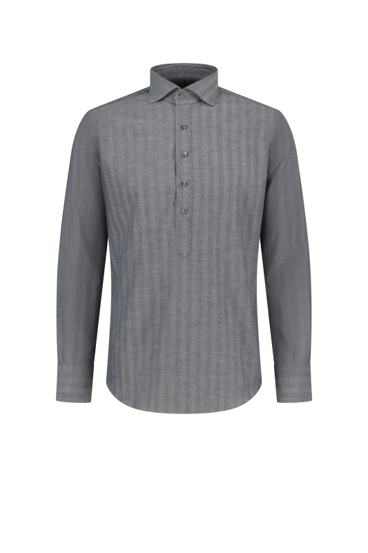 Shirt Dubai grey Swiss Cotton and Cashmere herringbone