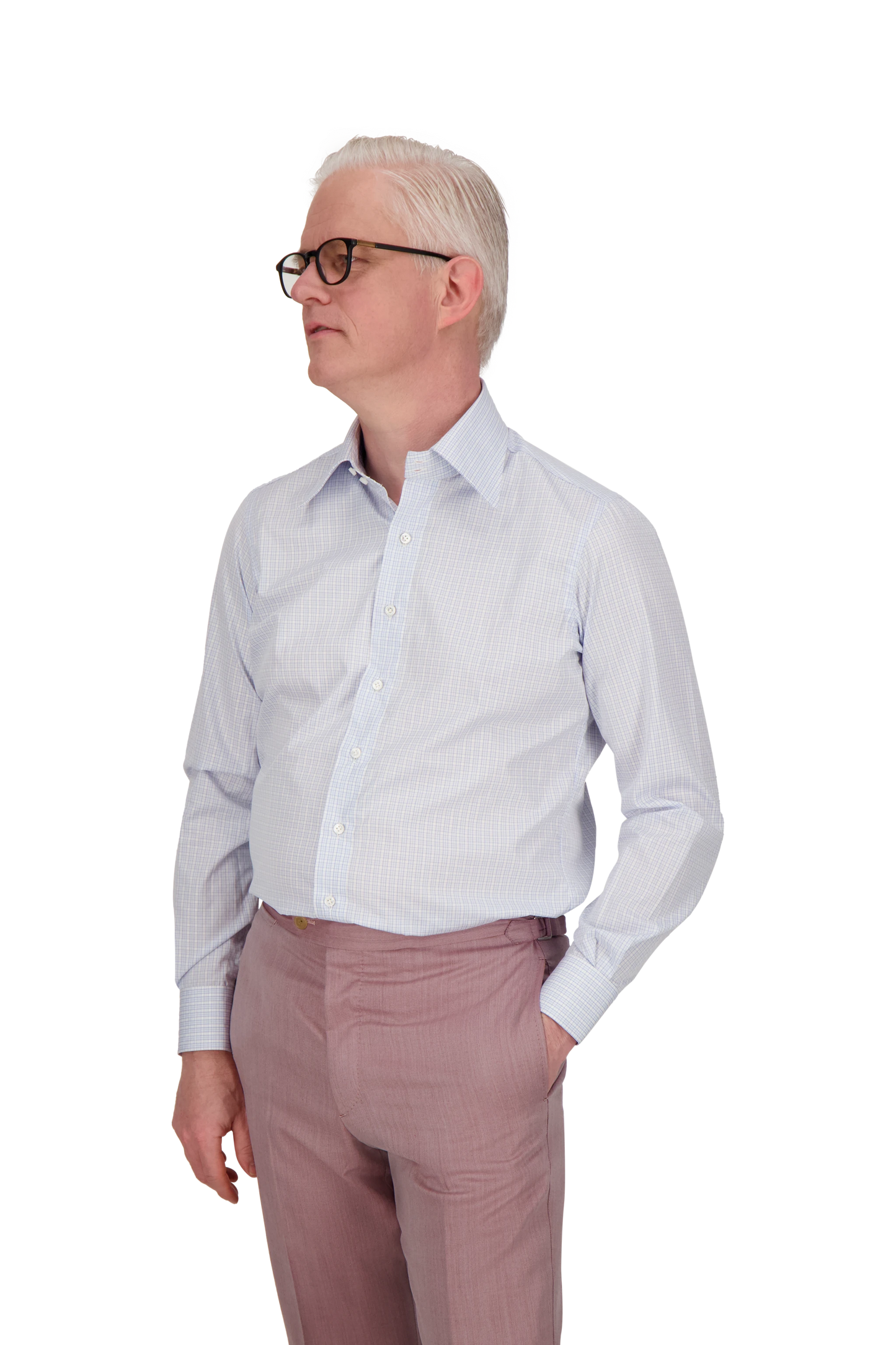 Shirt Harbin light blue 170/2 Swiss Cotton dobby