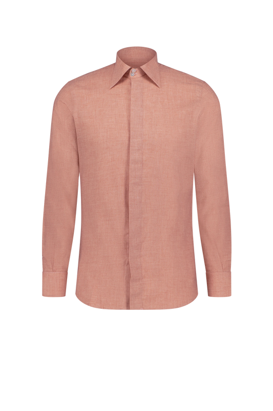 Shirt Omaha orange Swiss Cotton and Wool twill