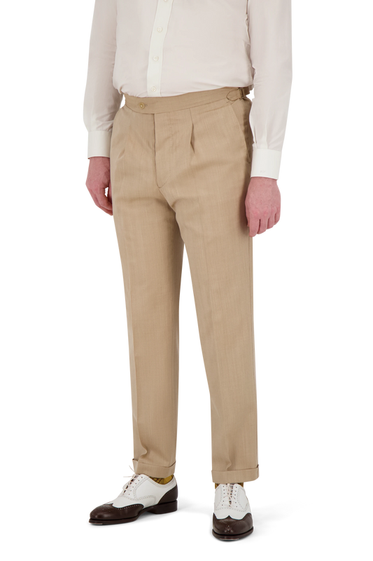 Trousers Charlotte sand Wool and Cashmere herringbone