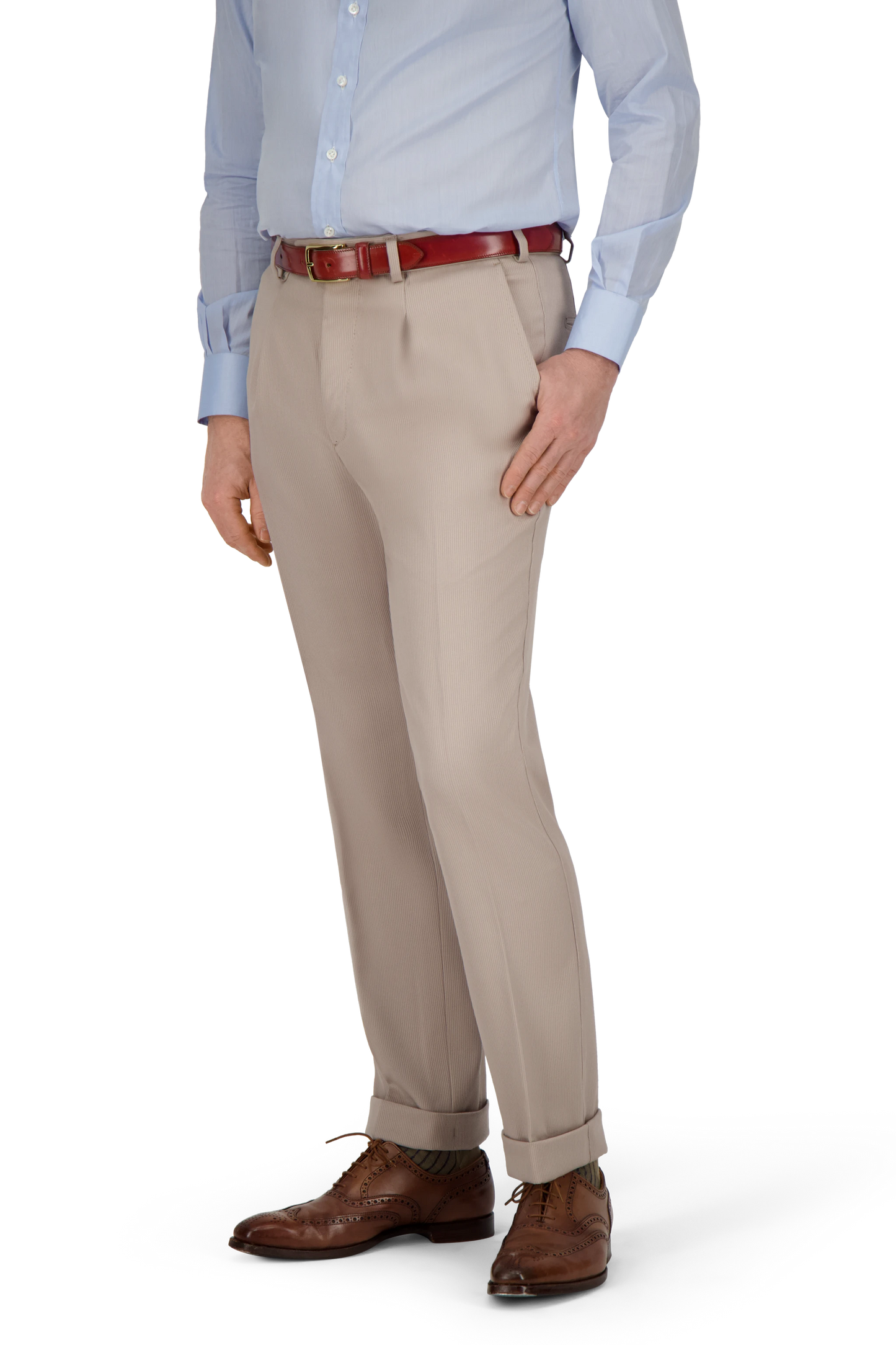 Trousers Orlando beige Wool Bedford Corduroy