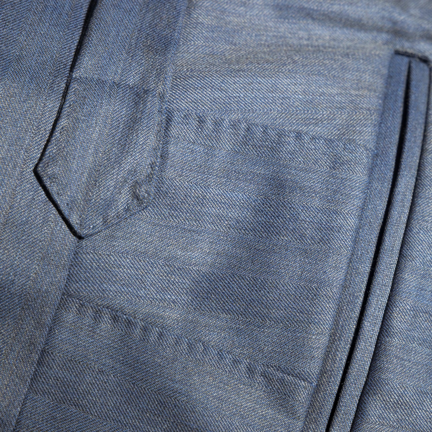 Trousers Zurich blue and light grey Wool and Cashmere herringbone