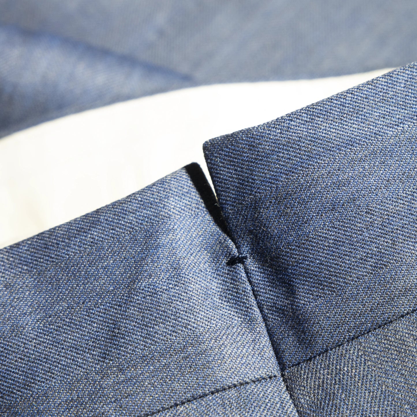 Trousers Zurich blue and light grey Wool and Cashmere herringbone