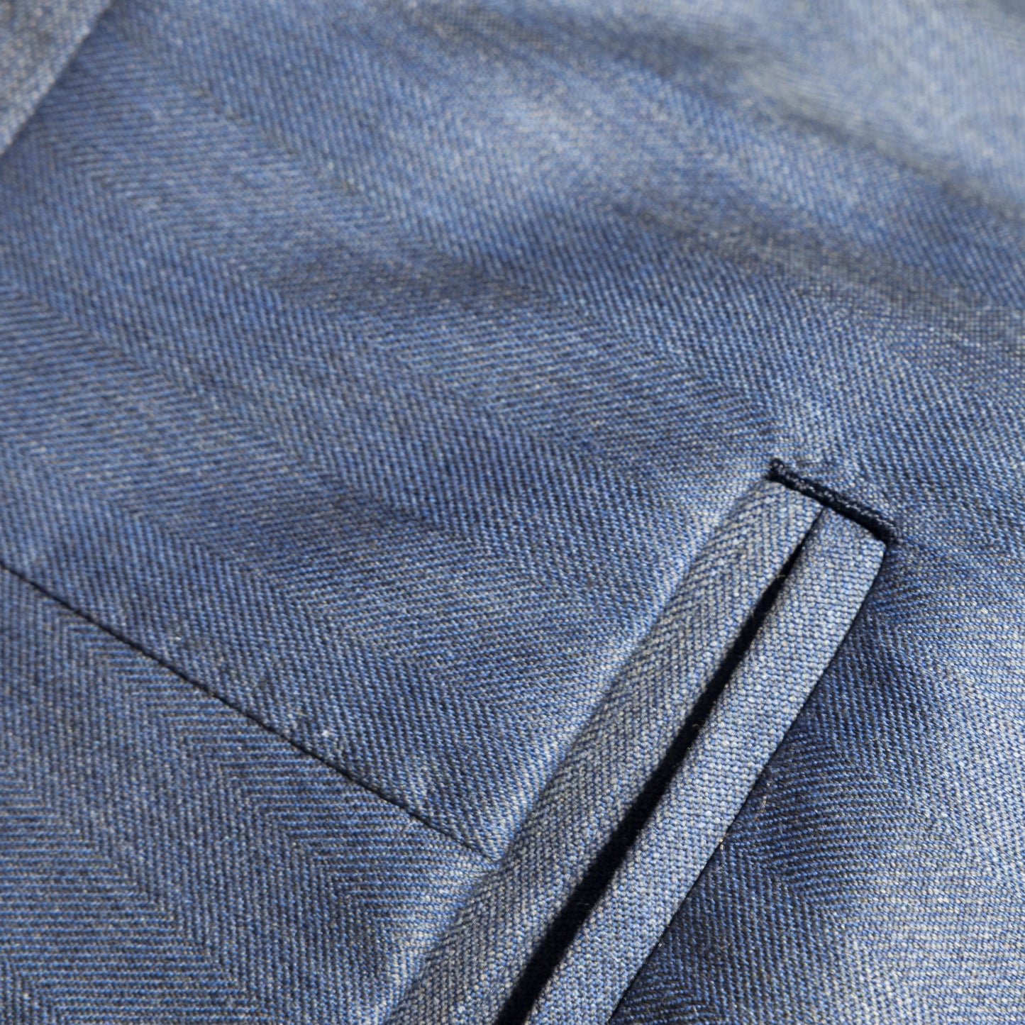 Trousers Zurich blue and light grey Wool and Cashmere herringbone