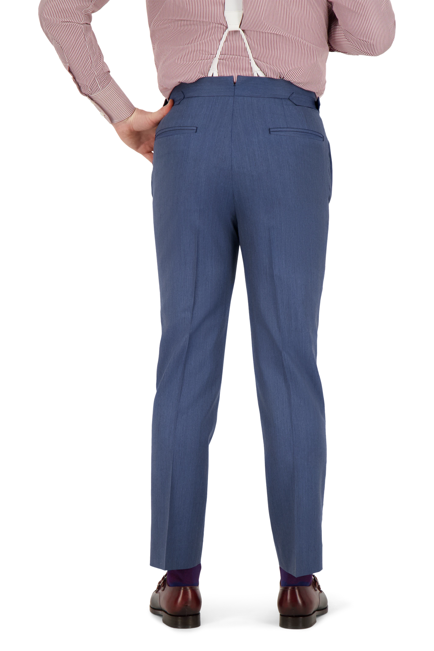 Trousers Zurich blue and light grey Wool and Cashmere herringbone