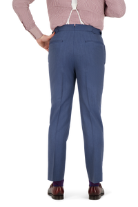 Trousers Zurich blue and light grey Wool and Cashmere herringbone
