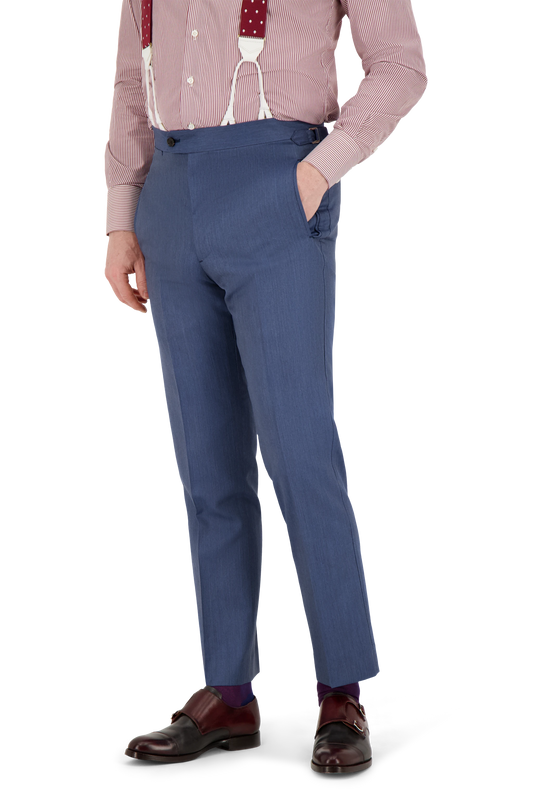 Trousers Zurich blue and light grey Wool and Cashmere herringbone