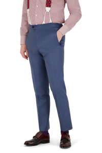Trousers Zurich blue and light grey Wool and Cashmere herringbone