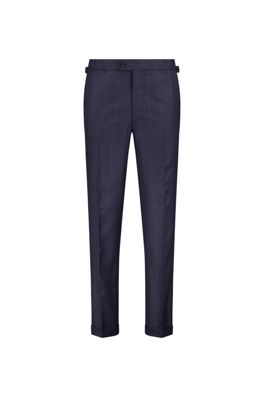 Trousers Jinan navy and grey Wool and Cashmere windowpane