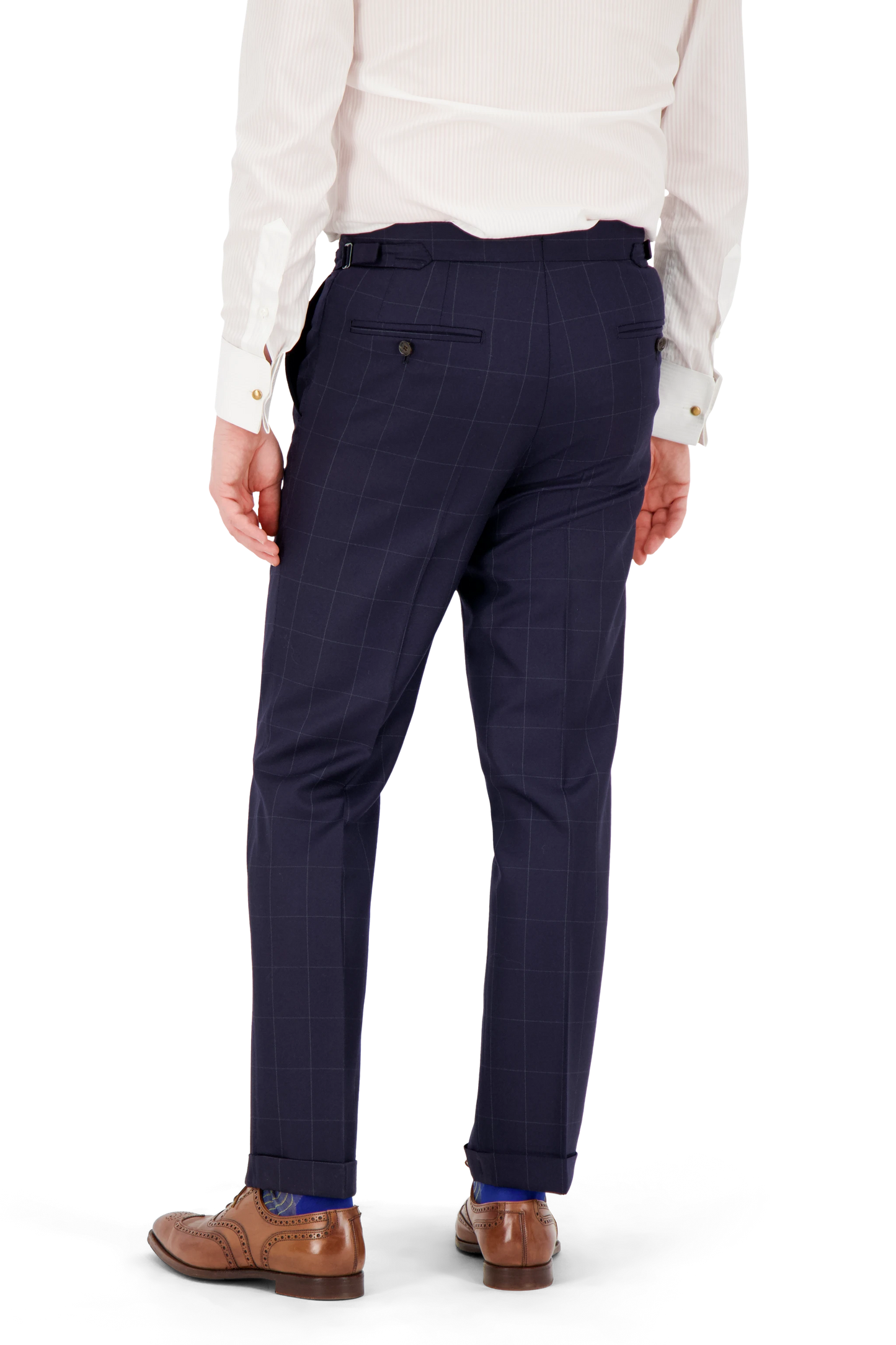 Trousers Jinan navy and grey Wool and Cashmere windowpane
