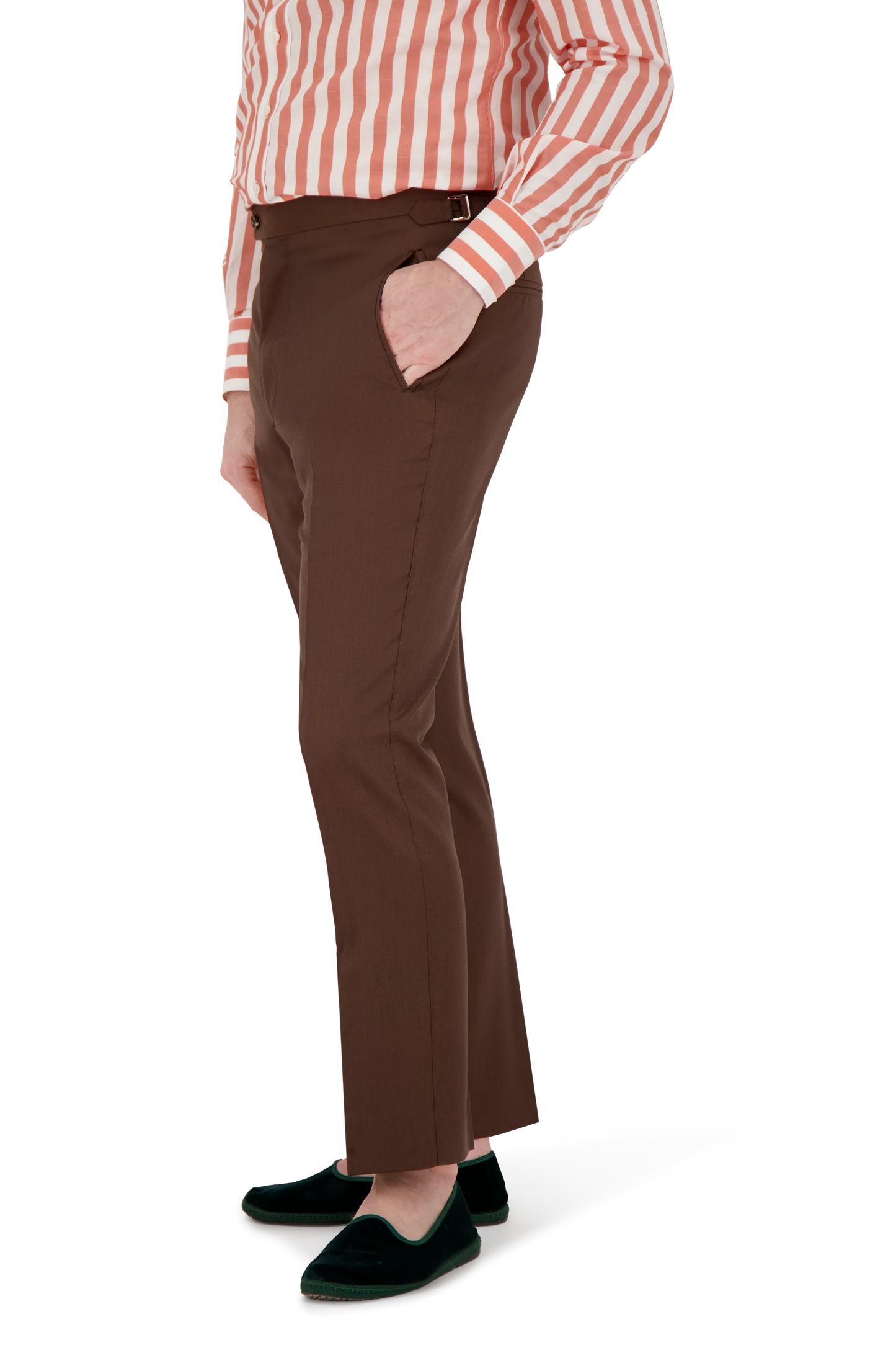 Trousers Lyon brown and olive Wool and Cashmere twill