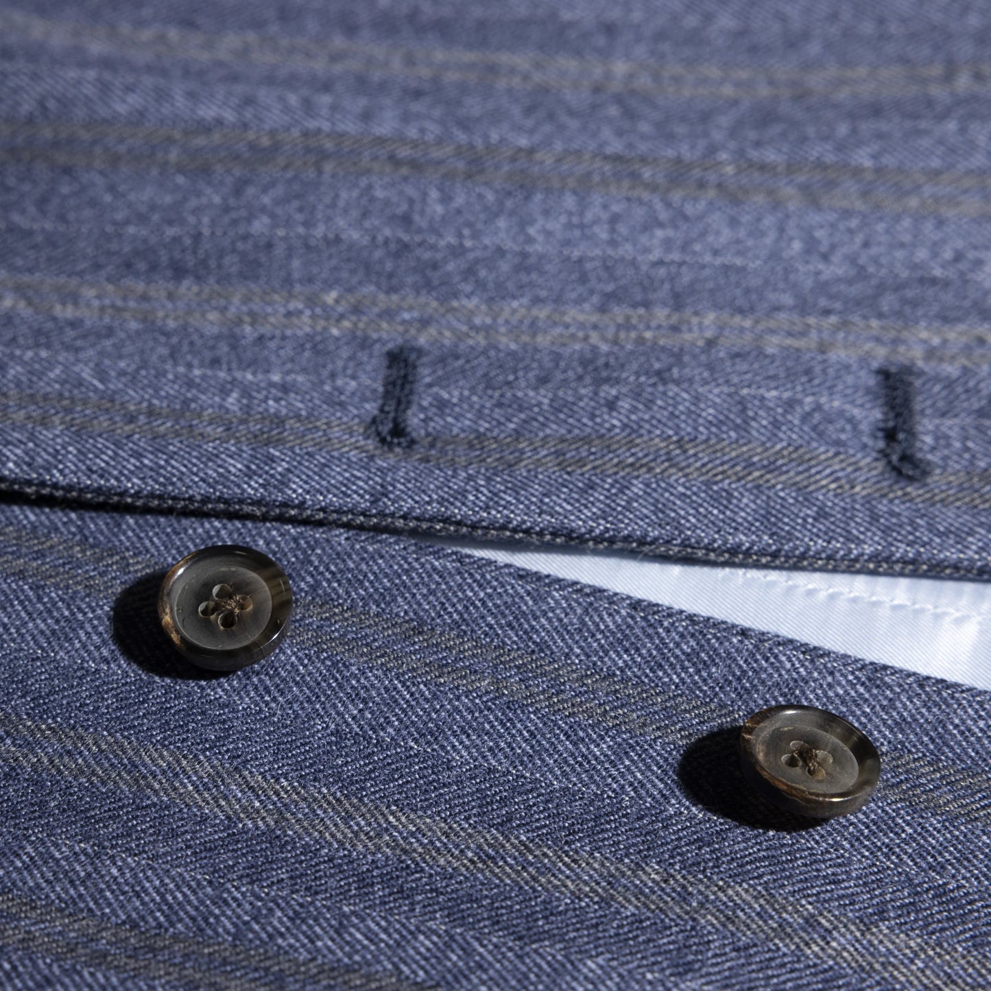 Waistcoat Washington blue Merino Wool with yellow stripe