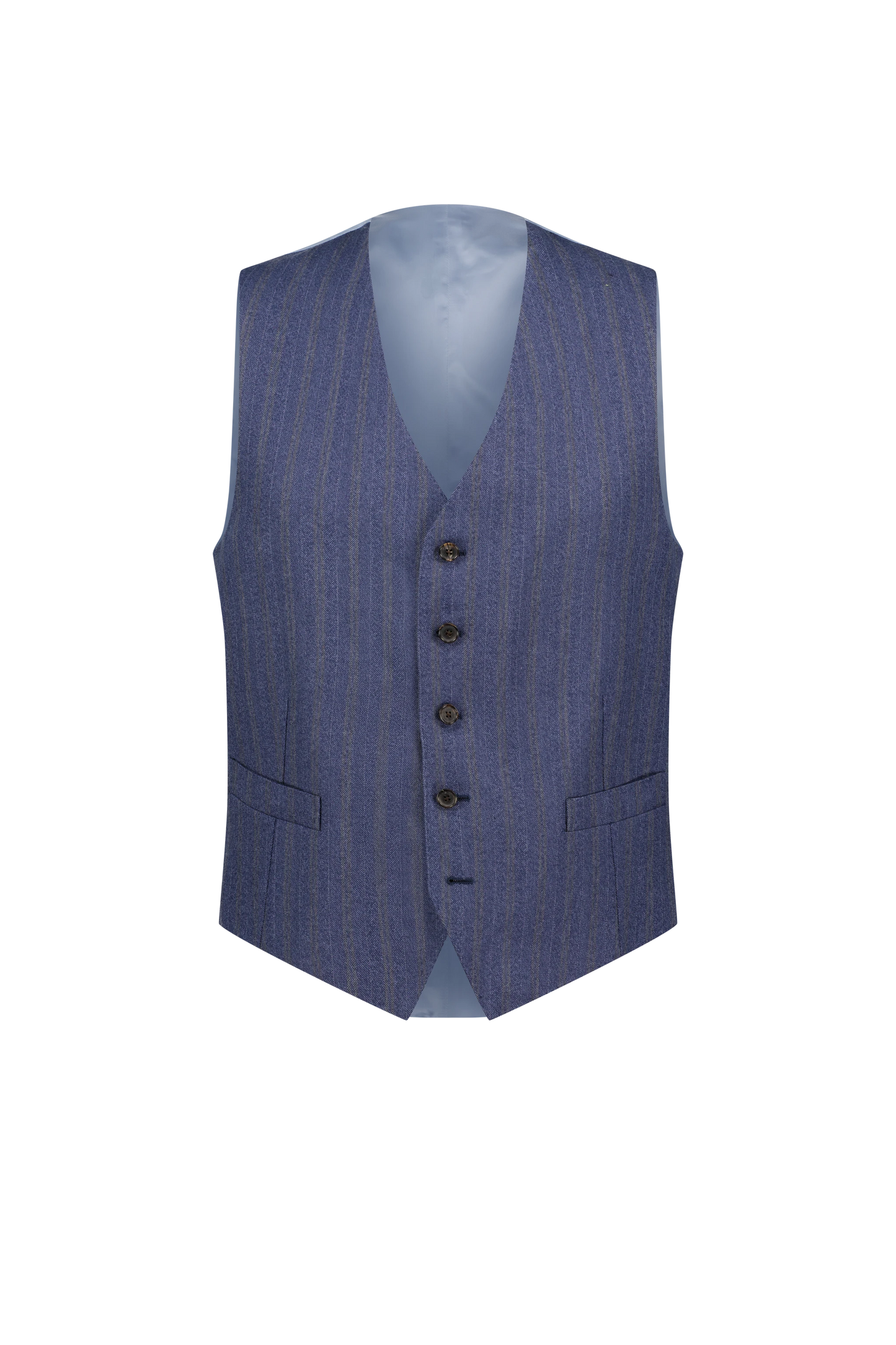 Waistcoat Washington blue Merino Wool with yellow stripe