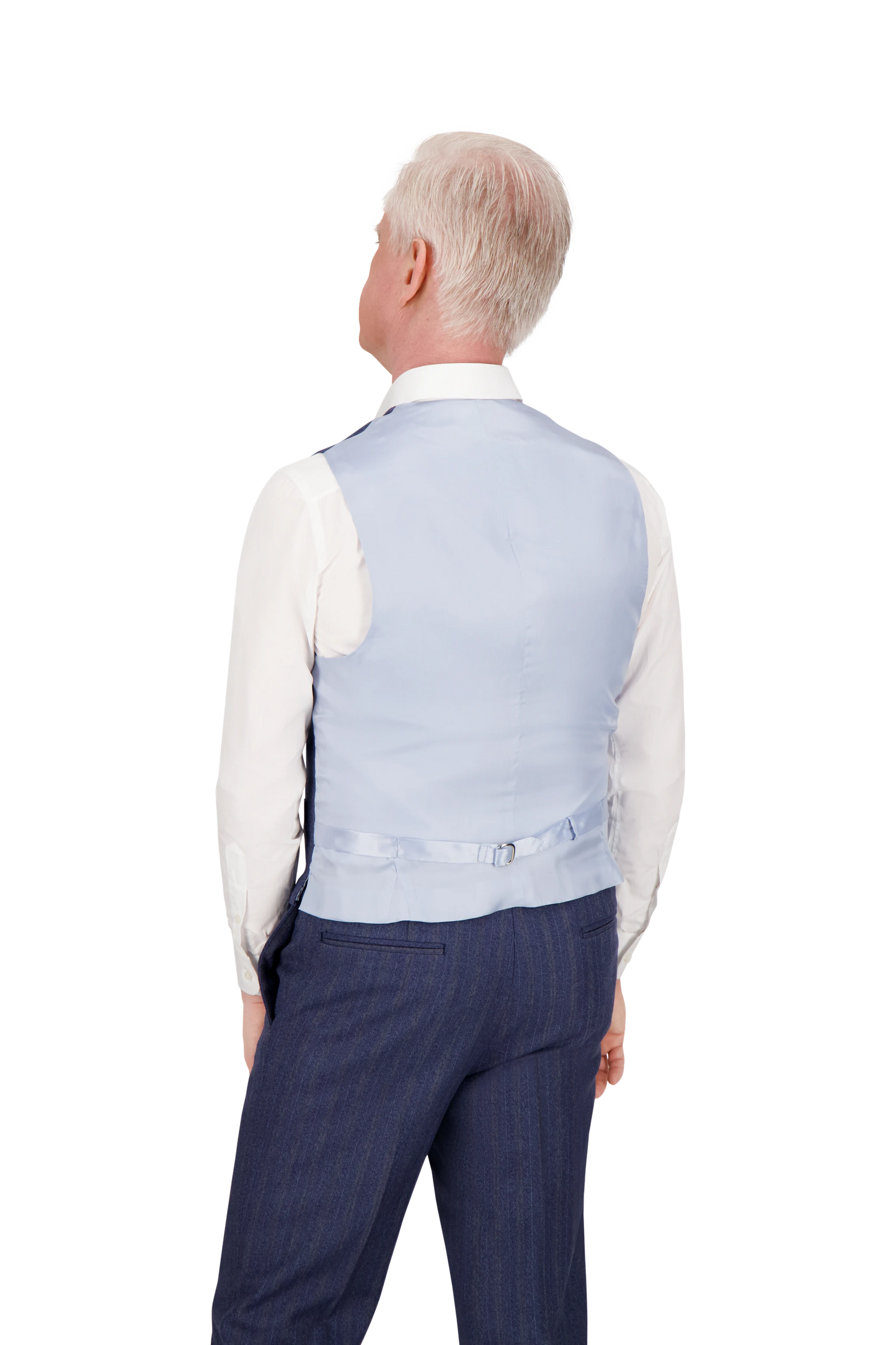 Waistcoat Washington blue Merino Wool with yellow stripe