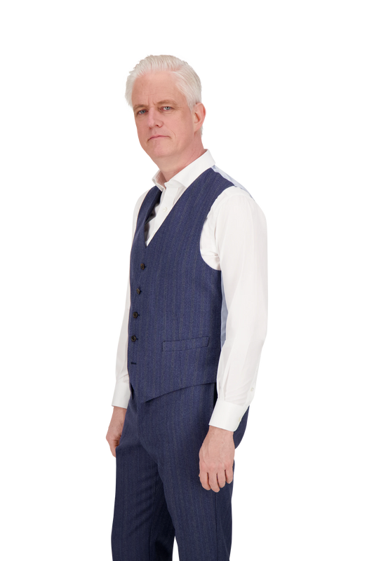 Waistcoat Washington blue Merino Wool with yellow stripe