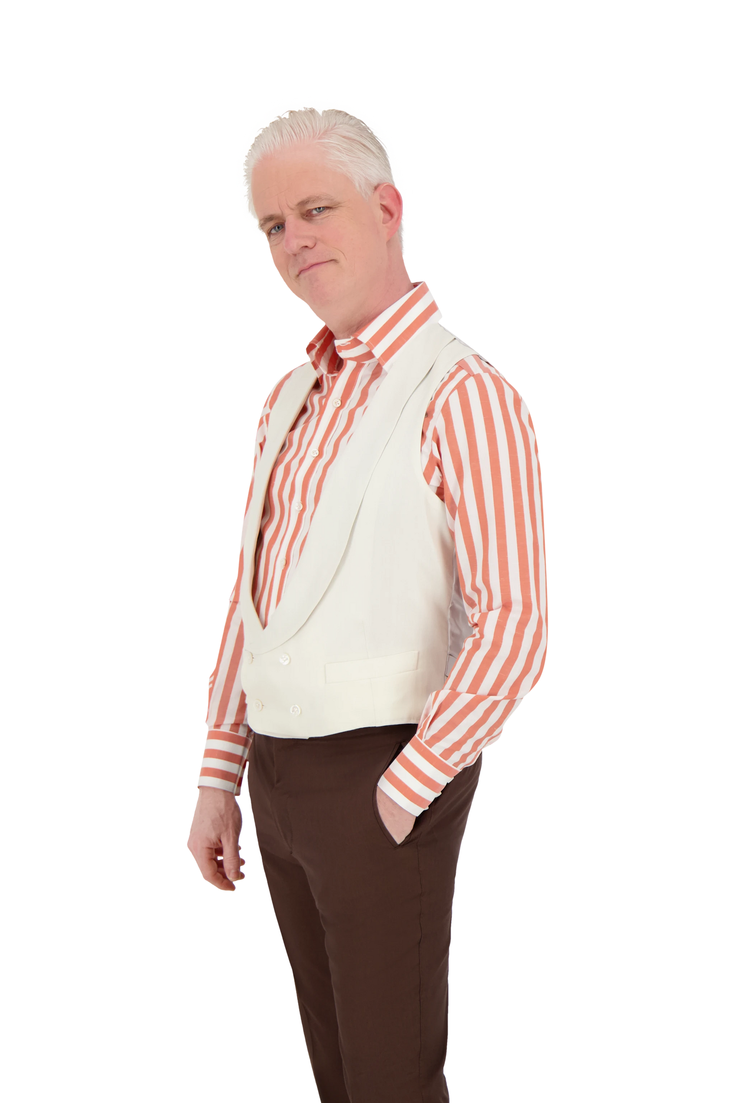 Waistcoat Madrid sand Cashmere and Silk herringbone