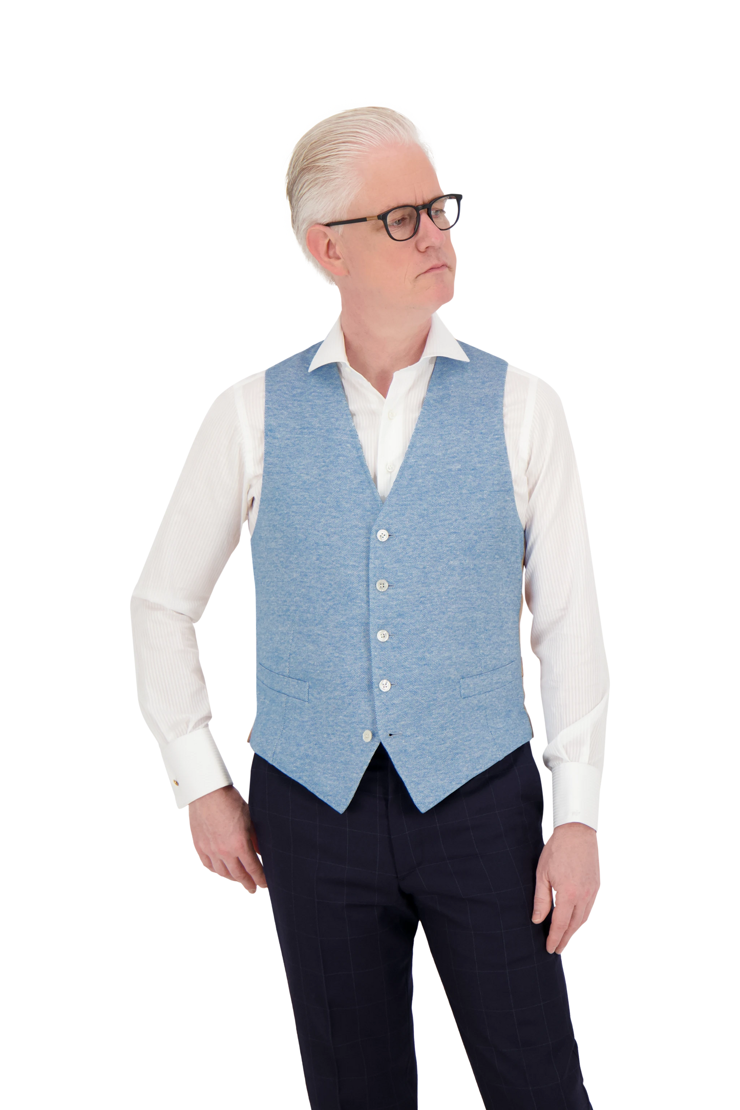 Waistcoat Montreal light blue Linen, Silk and Cashmere jersey