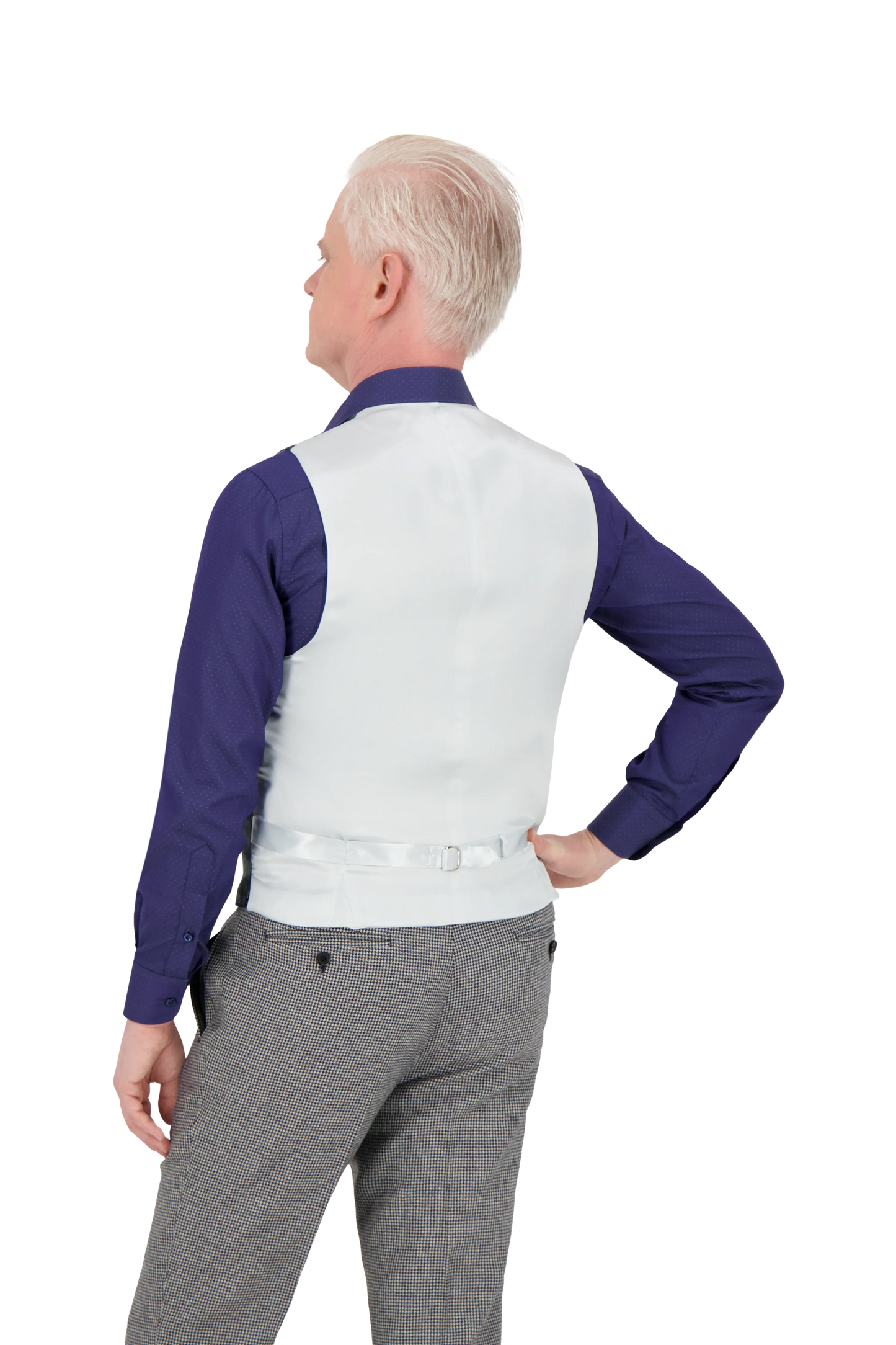 Waistcoat Leeds brown and blue Cashmere and Silk Royal Tweed check