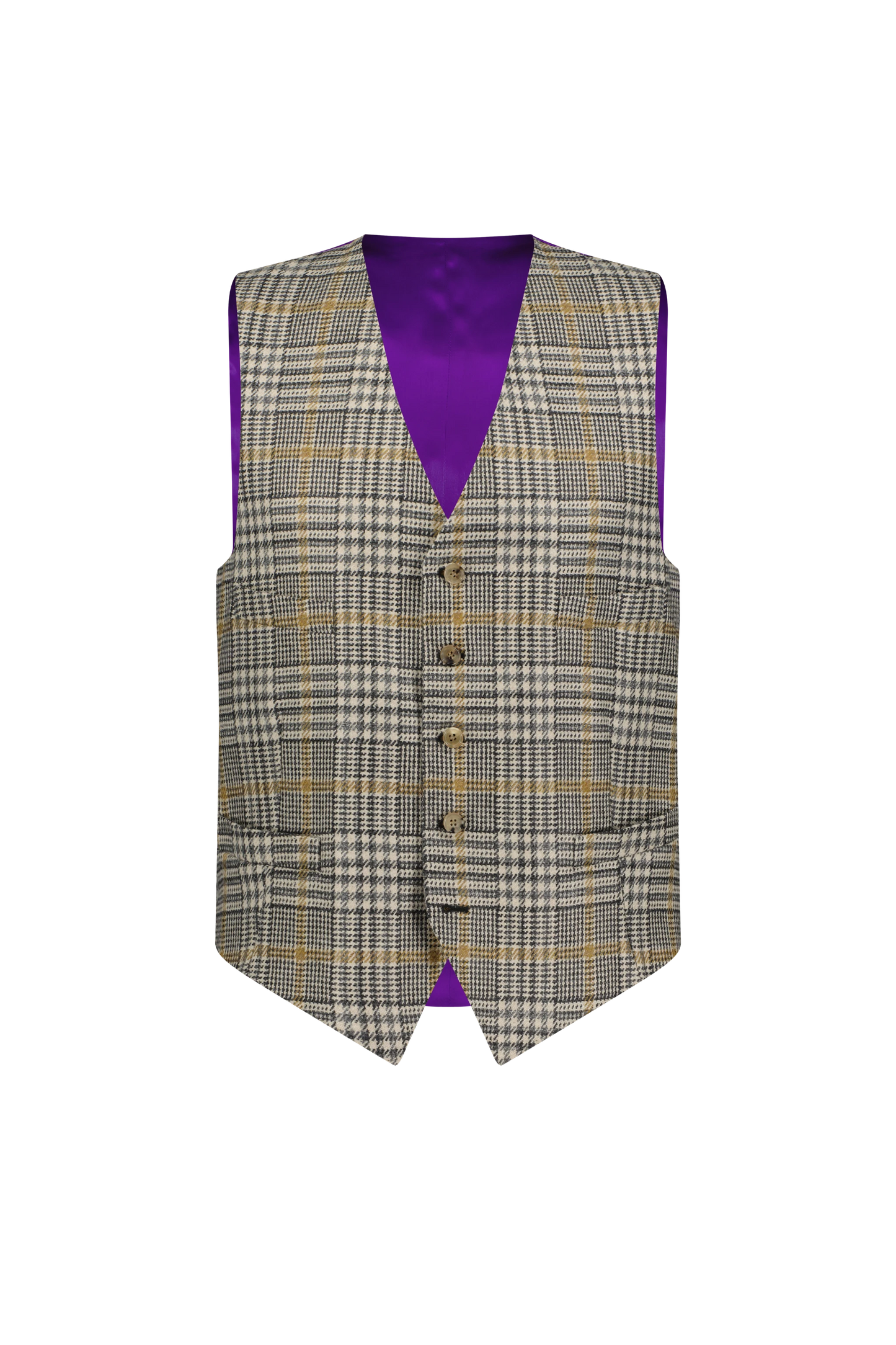 Waistcoat Zhengzhou grey and cream Cashmere Prince of Wales