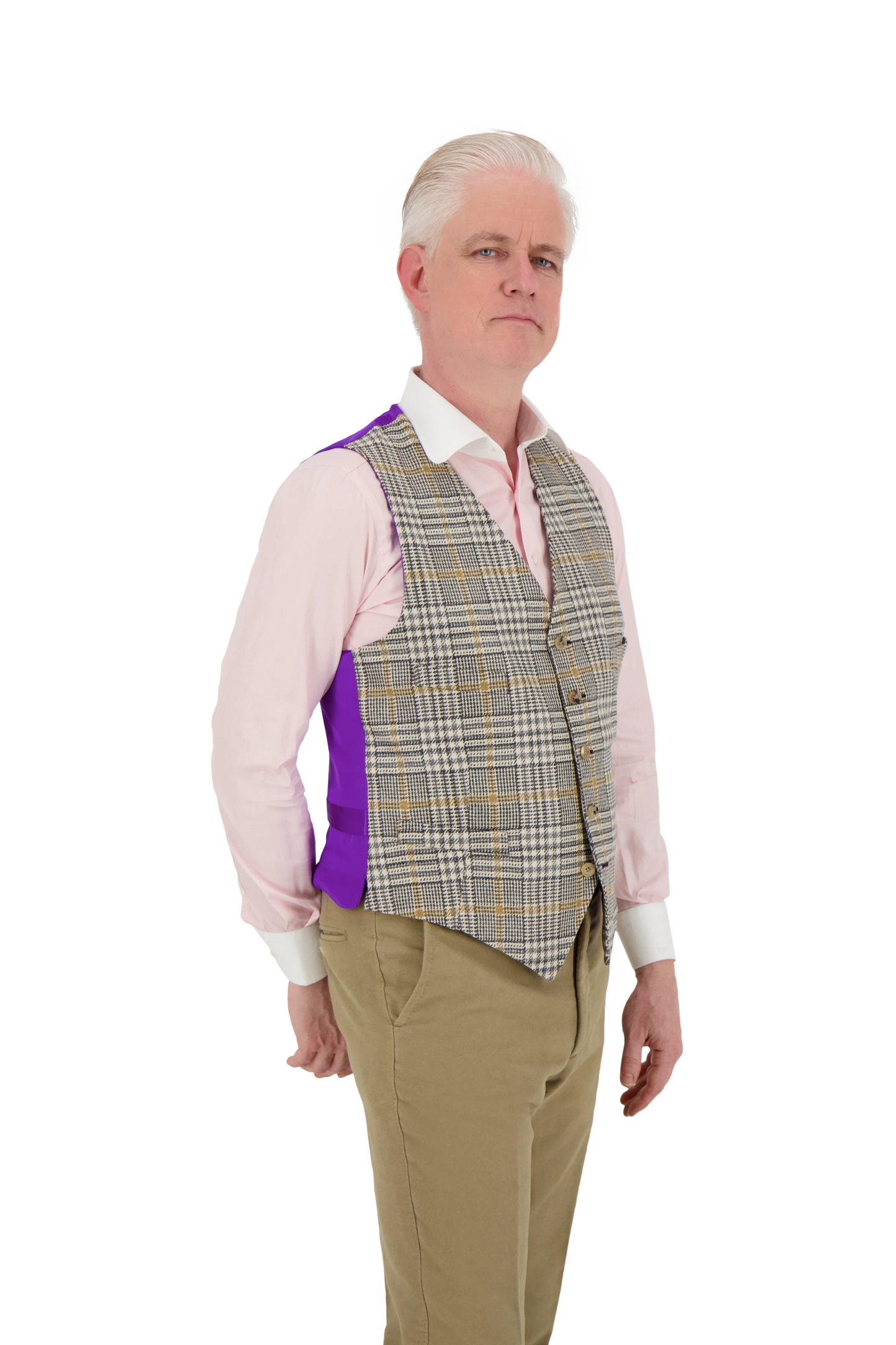 Waistcoat Zhengzhou grey and cream Cashmere Prince of Wales