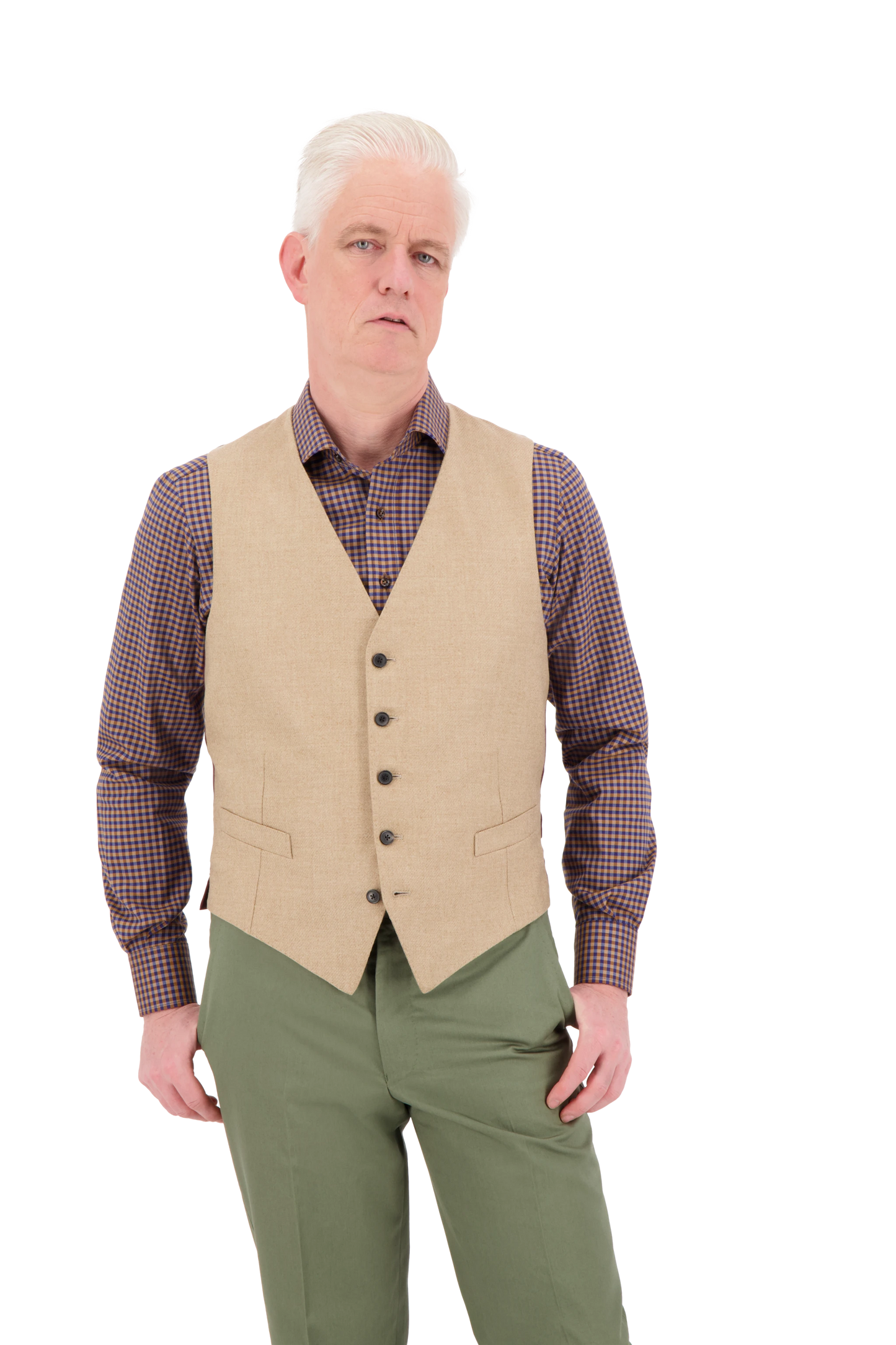 Waistcoat Austin tan Wool and Cashmere