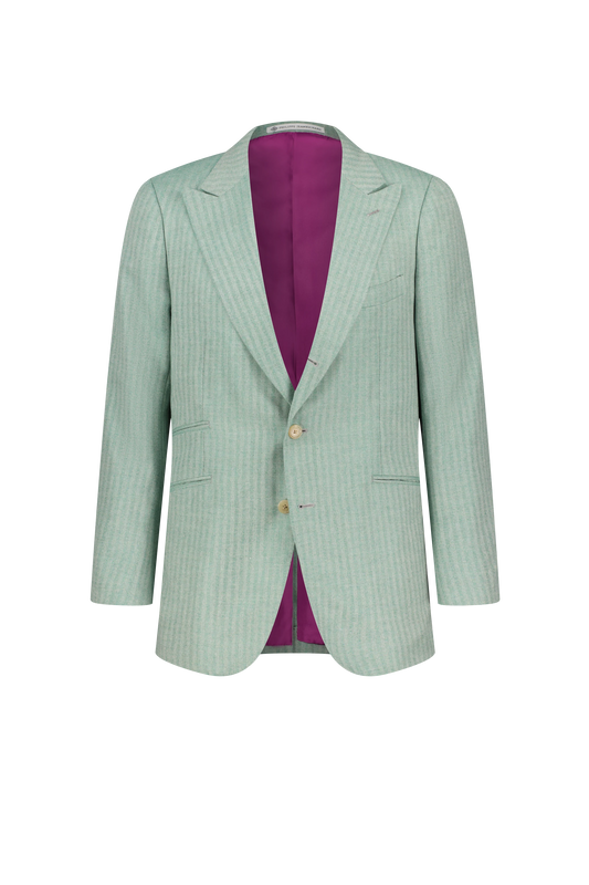 Jacket Marseille green Cashmere, Silk and Vicuna herringbone