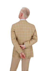 Jacket Le Havre beige and ice blue French linen check