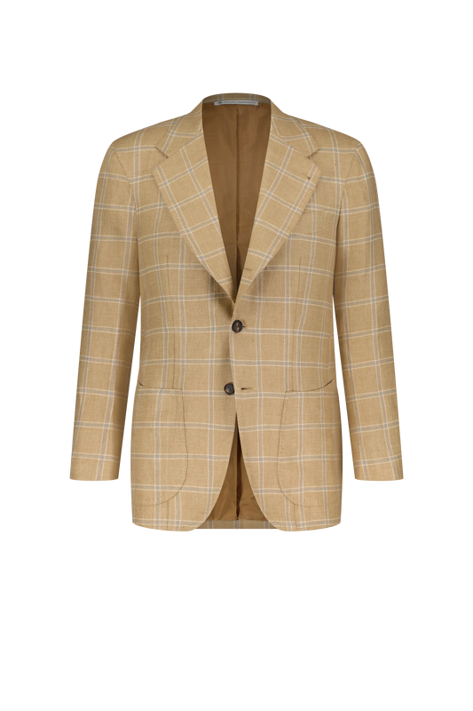 Jacket Le Havre beige and ice blue French linen check