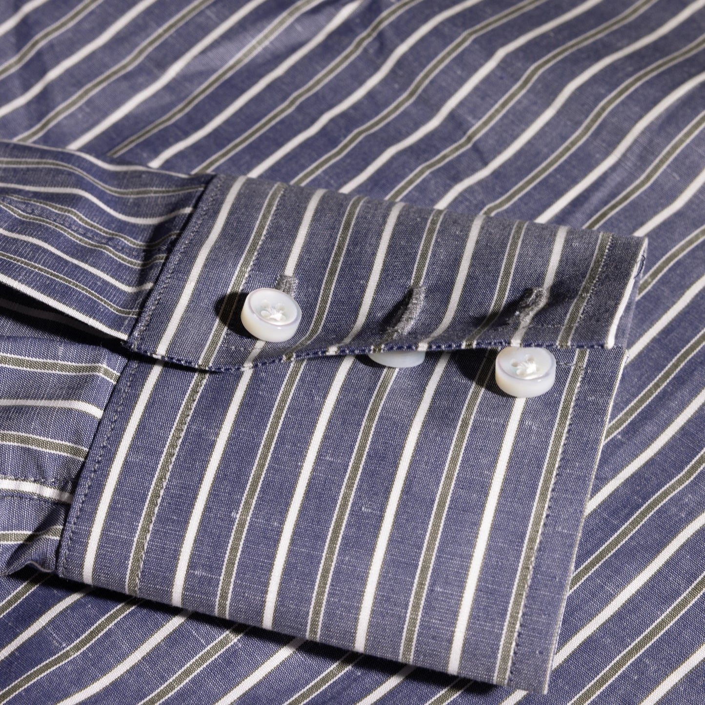 Shirt Phoenix dark blue Swiss Cotton and Linen stripe