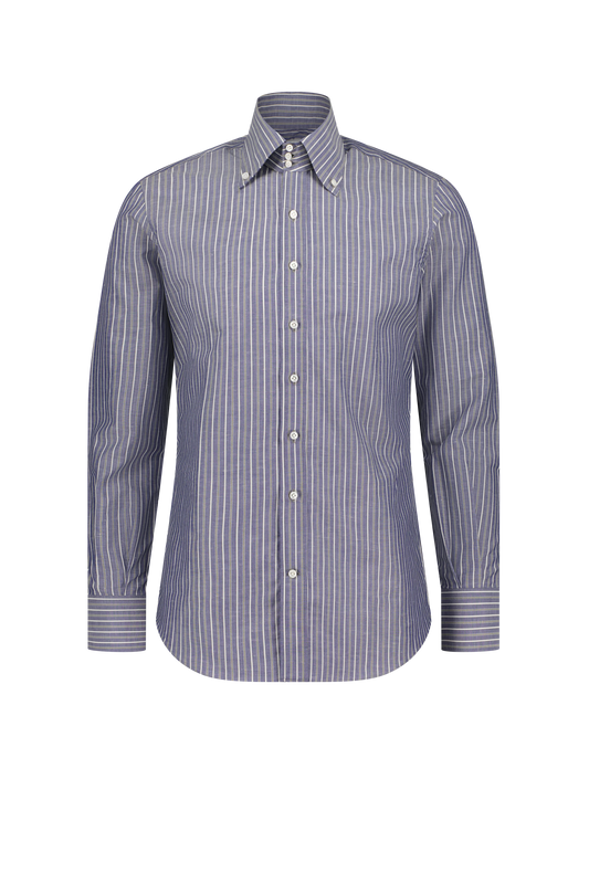 Shirt Phoenix dark blue Swiss Cotton and Linen stripe