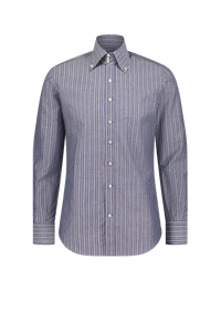 Shirt Phoenix dark blue Swiss Cotton and Linen stripe