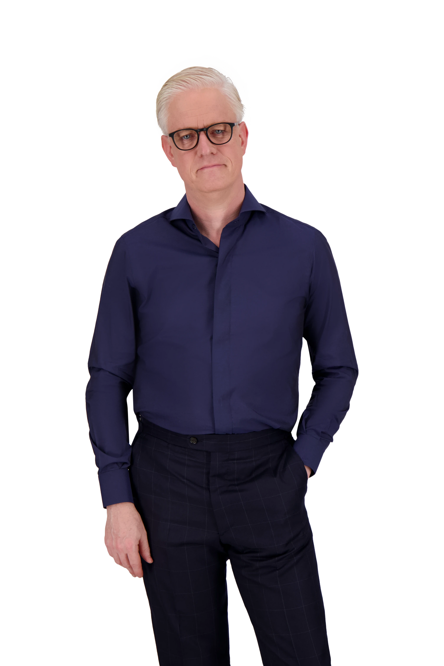 Shirt Oslo navy Swiss Cotton and Silk