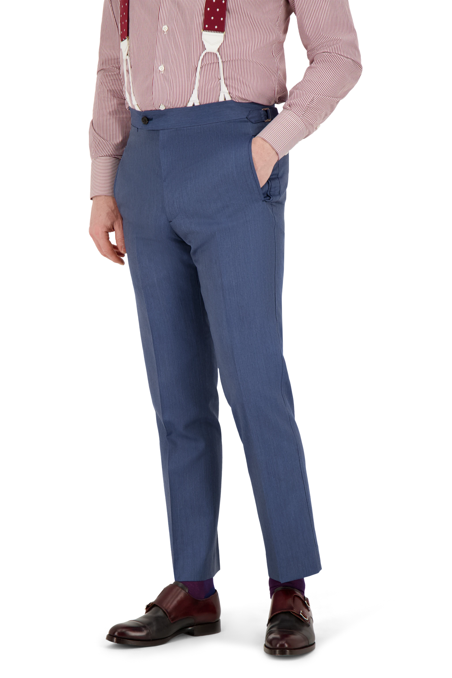 Trousers Zurich blue and light grey Wool and Cashmere herringbone