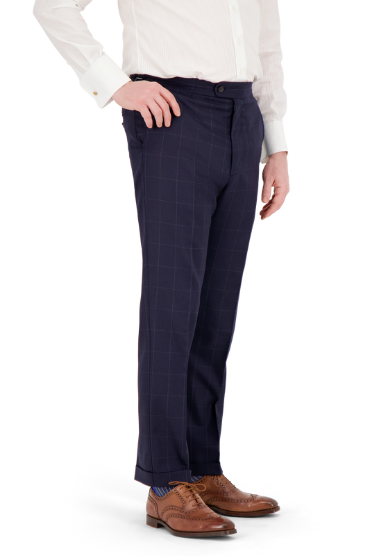 Trousers Jinan navy and grey Wool and Cashmere windowpane